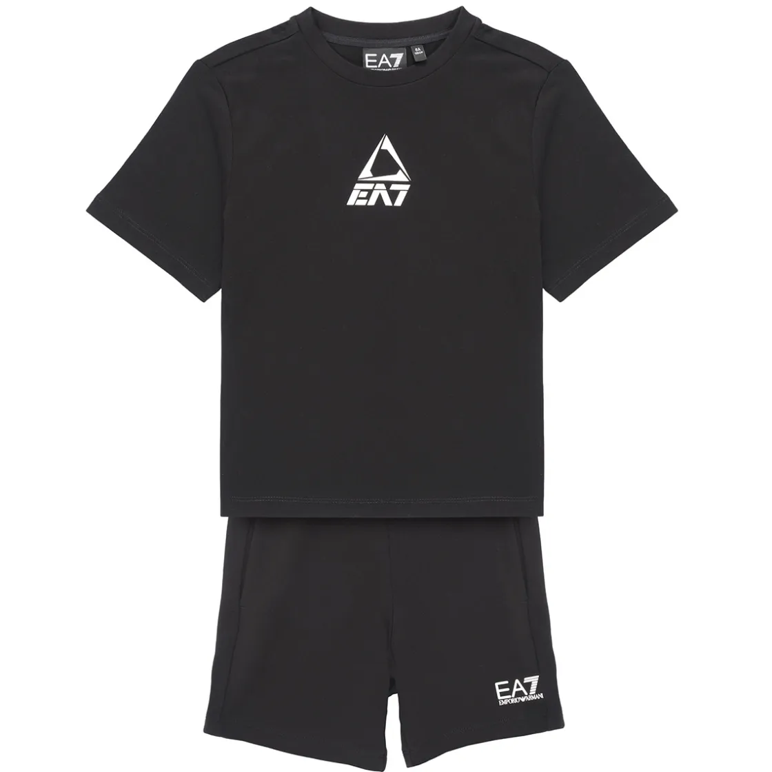 Emporio Armani EA7 - TRAIN LOGO SERIES BOY KIT TEE-SHORTS FREE Noir New