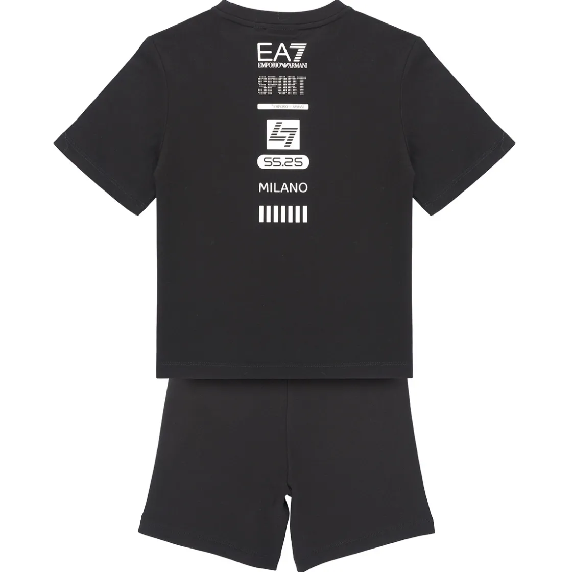 Emporio Armani EA7 - TRAIN LOGO SERIES BOY KIT TEE-SHORTS FREE Noir New